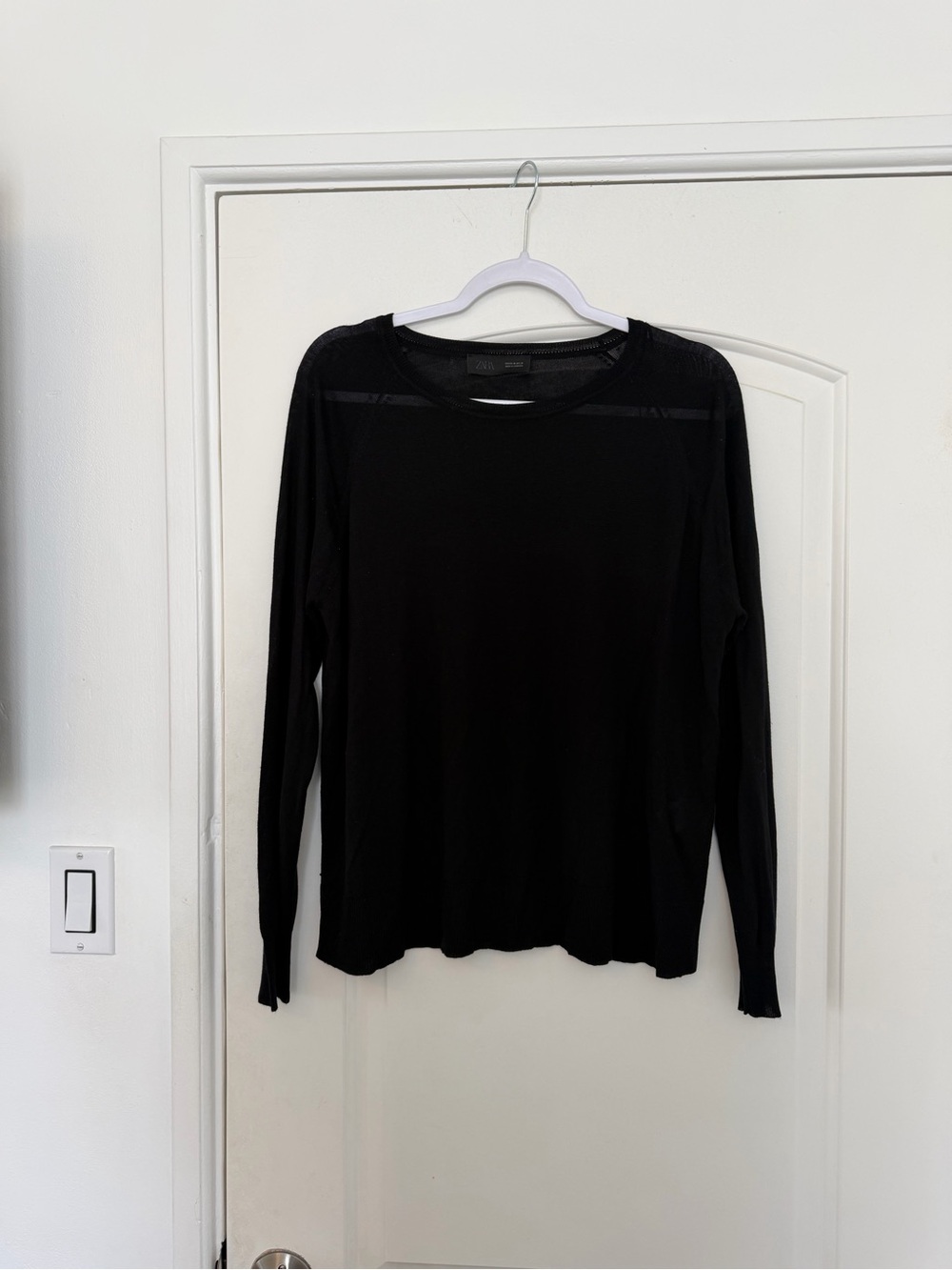 Zara Black Lightweight Crewneck Sweater
